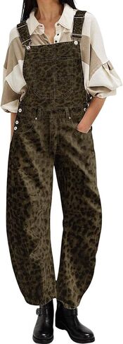 utcoco Womens Denim Overalls Loose Fit Barrel Leg Adjustable Strap Hip Hop Jean Jumpsuits in Saudi Arabia