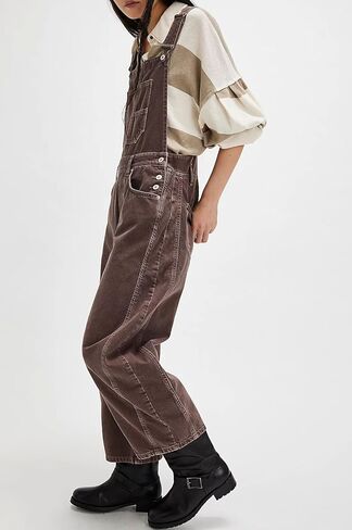 utcoco Womens Denim Overalls Loose Fit Barrel Leg Adjustable Strap Hip Hop Jean Jumpsuits in Saudi Arabia