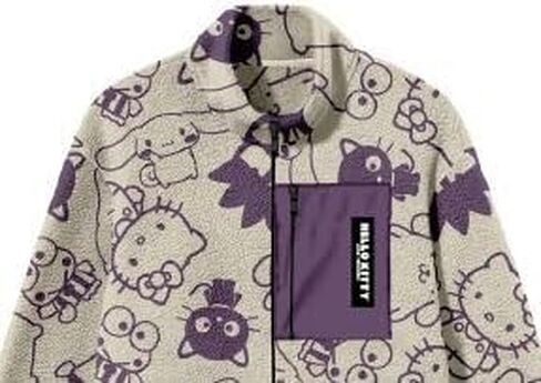 Bioworld Hello Kitty & Friends All-Over Character Print Men’s White Long Sleeve Sherpa Outerwear Jacket in Saudi Arabia