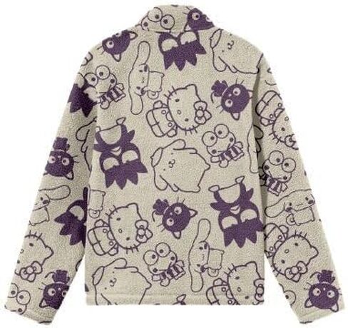 Bioworld Hello Kitty & Friends All-Over Character Print Men’s White Long Sleeve Sherpa Outerwear Jacket in Saudi Arabia