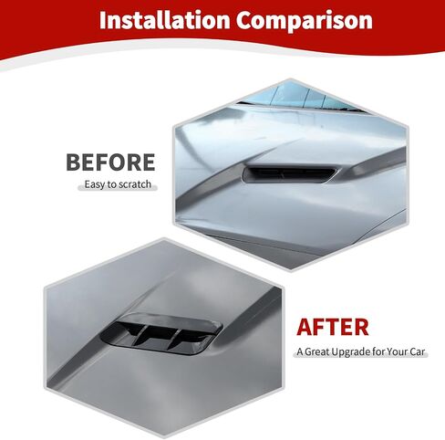 بالنسبة إلى CHALLENGER HOOD VENT COVER TRIM FIT لـ Dodge Challenger 2015-2023 الملحقات الخارجية السوداء 2PCS in Kuwait