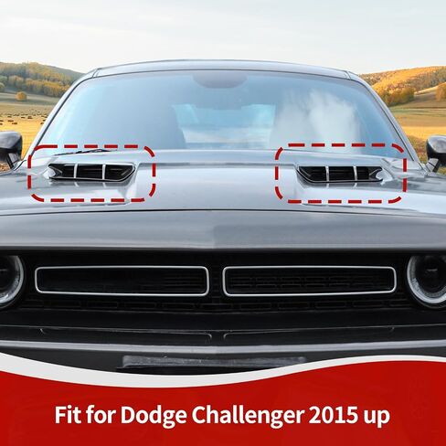 بالنسبة إلى CHALLENGER HOOD VENT COVER TRIM FIT لـ Dodge Challenger 2015-2023 الملحقات الخارجية السوداء 2PCS in Kuwait