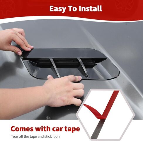 بالنسبة إلى CHALLENGER HOOD VENT COVER TRIM FIT لـ Dodge Challenger 2015-2023 الملحقات الخارجية السوداء 2PCS in Kuwait