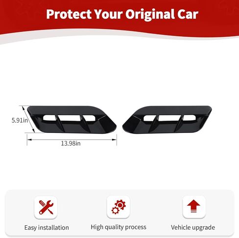 بالنسبة إلى CHALLENGER HOOD VENT COVER TRIM FIT لـ Dodge Challenger 2015-2023 الملحقات الخارجية السوداء 2PCS in Kuwait