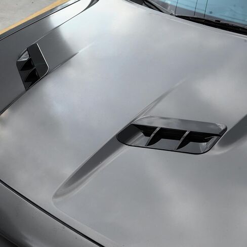 بالنسبة إلى CHALLENGER HOOD VENT COVER TRIM FIT لـ Dodge Challenger 2015-2023 الملحقات الخارجية السوداء 2PCS in Kuwait