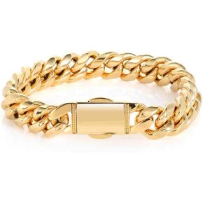 18K pure gold bracelet, hip-hop Miami pure Cuban chain, men's cool bracelet, men's and women's fashionable jewelry birthday gift box packaging in Saudi Arabia