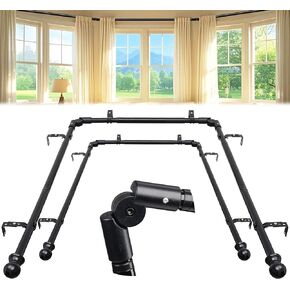 Corner Window Curtain Rods, L Shape Heavy Duty Curved Curtain Rods for Corner Windows with Brackets, 30-136" Adjustable for Bedroom, Living Room, Dinging Room, Black, 2 Pack in Kuwait