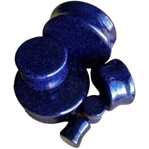 PAIR of Blue Midnight Goldstone Stone Plugs Sandstone Gauges - up to 38mm available! in Saudi Arabia