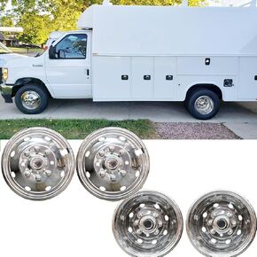 17 "خلفية خلفية مصقولة مصقولة من الفولاذ المقاوم للصدأ ، 4pcs الترباس متين على 8 lug 5 ثقوب تنفيس غطاء العجلة hubcaps تناسب 2003-2018 دودج رام 3500 شاحنة in Kuwait