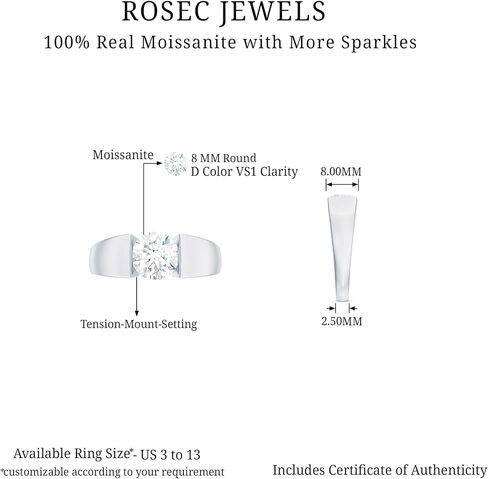 Certified Moissanite Diamond Solitaire Engagement Ring for Men, D-Vs1 Quality, Moissanite Men Ring - Ready To Gift in Saudi Arabia