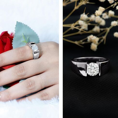 Certified Moissanite Diamond Solitaire Engagement Ring for Men, D-Vs1 Quality, Moissanite Men Ring - Ready To Gift in Saudi Arabia