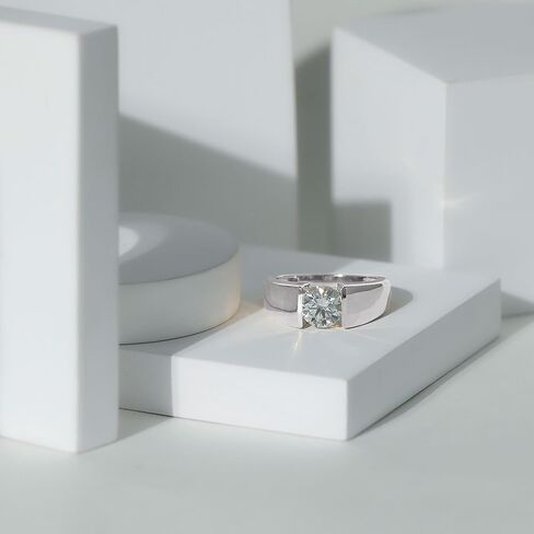 Certified Moissanite Diamond Solitaire Engagement Ring for Men, D-Vs1 Quality, Moissanite Men Ring - Ready To Gift in Saudi Arabia