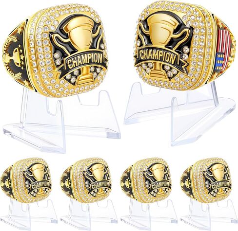 Misdary Soccer Baseball Basketball Championship Rings with Holder Most Valuable Player Trophy Gold Ring Award Gift Team Prize for Football Tournament Winner in Kuwait