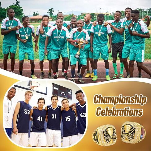 Misdary Soccer Baseball Basketball Championship Rings with Holder Most Valuable Player Trophy Gold Ring Award Gift Team Prize for Football Tournament Winner in Kuwait