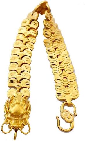 24K gold bracelet, men's bracelet exquisite Cuban chain, women's dragon head chain, suitable for men's and women's bracelets Valentine's Day gift 8 inches in Saudi Arabia