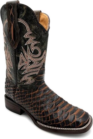 Mens Leather Exotic Python Print Square Toe Cowboy Boot in Saudi Arabia