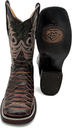 Mens Leather Exotic Python Print Square Toe Cowboy Boot in Saudi Arabia