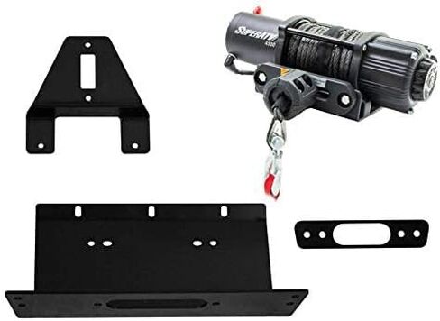 SuperATV 4500 lb Black Ops Winch with Heavy Duty Winch Mounting Plate for 2009-2014 Polaris Ranger XP 800 / XP 800 Crew| Complete Winch & Winch Mount Kit Ready for Install! in Saudi Arabia