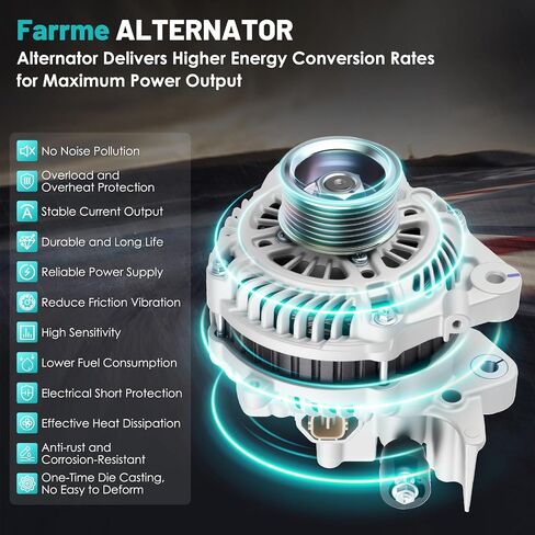 11176 Car Alternator 12V 80 Amp, 7-Groove Pulley Fit for Honda Civic DX, EX, LX, EX-L, LX-S 2006-2011 L4 1.8L Automotive Replacement Alternators 31100RNAA01, 31100RNAA012M2, AHGA67 in Saudi Arabia