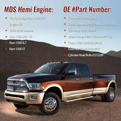 MDS HEMI LAFTERS طقم عمود الحدبات مع مجموعة حشية الرأس نوبات لدودج رام 1500 5.7L V8 2005-2008 53022064AA HS26284PT1 ES72200 in Kuwait