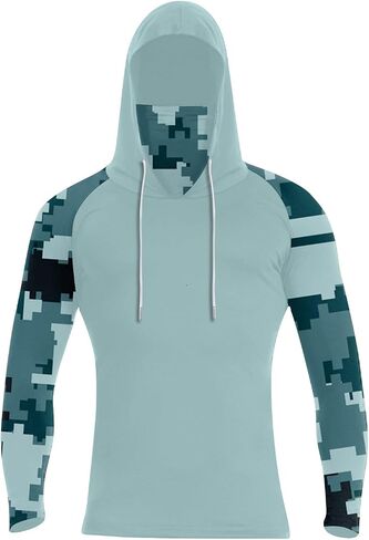 Men UPF 50+ Sun Protection Breathable T Shirt Long Sleeve Workout T-Shirts with Hood in Saudi Arabia