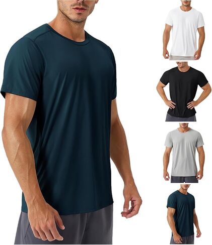 Mens Cooling Ice Silk Running Shirt Quick Dry Short Sleeve Athletic Gym T-Shirts UPF50+ Outdoor Workout Running Tops in Saudi Arabia