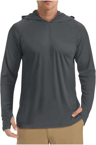 Men's Sun Protection Hoodie Shirt UPF 50+ Long Sleeve Uv SPF T-Shirts Fishing Swim Lightweight Quick Dry Rash Guard in Saudi Arabia