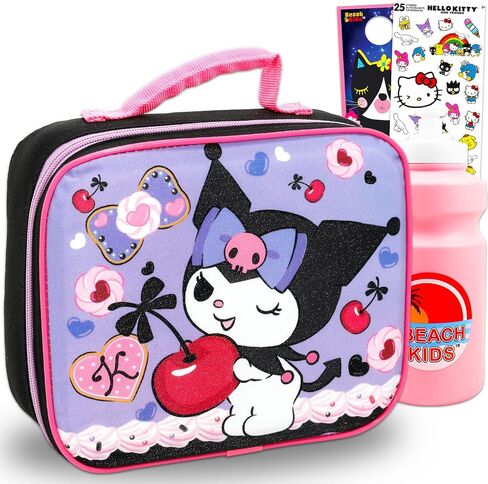 Kuromi Lunch Box for Girls, Kids Set - Bundle with Sanrio Lunch Bag Plus Stickers, Water Bottle, More | Kuromi Lunchbox for School in Saudi Arabia