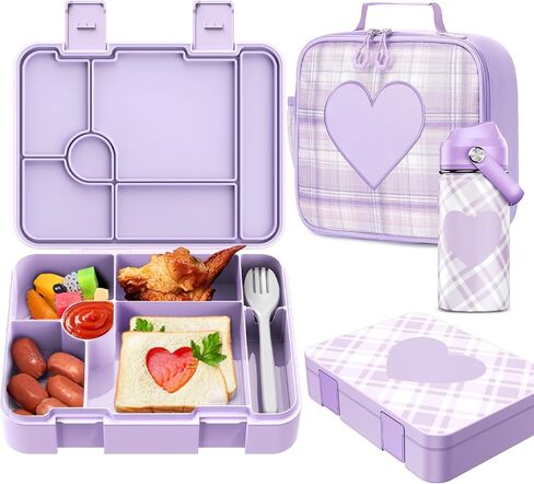 Bevalsa Bento Box for School Kids with Insulated Water Bottle Set - 43oz Lunch Containers Lunchbox Bento Box, 14oz Termos Kids Water Bottle, Lunch Bag for School Girls Kid Student (Pink Strawberry) in Saudi Arabia