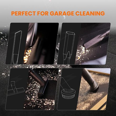 Giraffe Tools Grandstorm Retractable Vacuum Cleaner Wall-Mounted, Shop Wet Dry Vacuum Cleaner with 6 Nozzles for Car Detailing Remote Control Garage Vacuum, Grey in Saudi Arabia