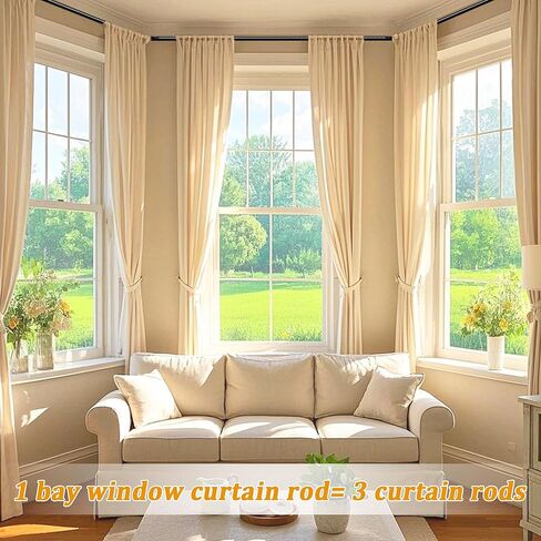 Corner Window Curtain Rods, L Shape Heavy Duty Curved Curtain Rods for Corner Windows with Brackets, 30-136" Adjustable for Bedroom, Living Room, Dinging Room, Black, 2 Pack in Kuwait