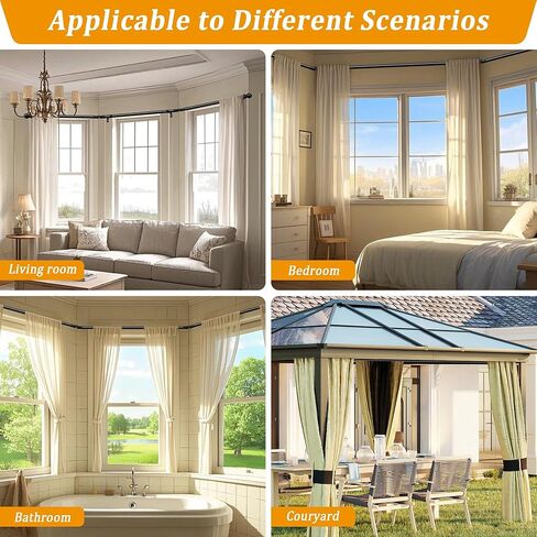 Corner Window Curtain Rods, L Shape Heavy Duty Curved Curtain Rods for Corner Windows with Brackets, 30-136" Adjustable for Bedroom, Living Room, Dinging Room, Black, 2 Pack in Kuwait