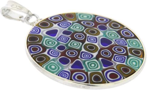 Glass Of Venice Murano Glass Millefiori Pendant in Silver Frame 1" in Saudi Arabia