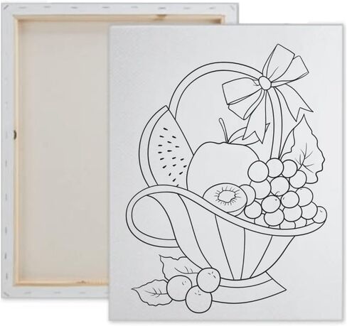 Pre Drawn Canvas Paint Kit | Adult & Teen Sip and Paint Party Favor | DIY Date Night Couple Activity FRUIT BASKET (S 8x10 CANVAS ONLY) in Saudi Arabia