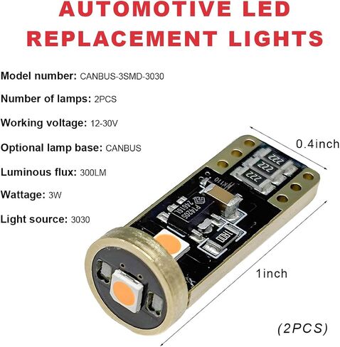 2 PCS 194 LED LED ، Super Bright T10 168 2825 W5W Dome Map Door Scidentesy LED LID PLUSTS ، LERR ERROR FREE 6000K 3030 Chips Bulb Placeming for LIDE PLATE LIGHTS (WHITE) in Kuwait