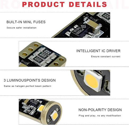 2 PCS 194 LED LED ، Super Bright T10 168 2825 W5W Dome Map Door Scidentesy LED LID PLUSTS ، LERR ERROR FREE 6000K 3030 Chips Bulb Placeming for LIDE PLATE LIGHTS (WHITE) in Kuwait