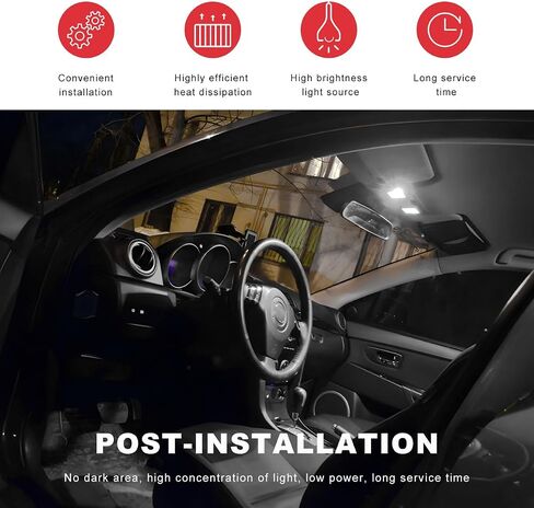 2 PCS 194 LED LED ، Super Bright T10 168 2825 W5W Dome Map Door Scidentesy LED LID PLUSTS ، LERR ERROR FREE 6000K 3030 Chips Bulb Placeming for LIDE PLATE LIGHTS (WHITE) in Kuwait