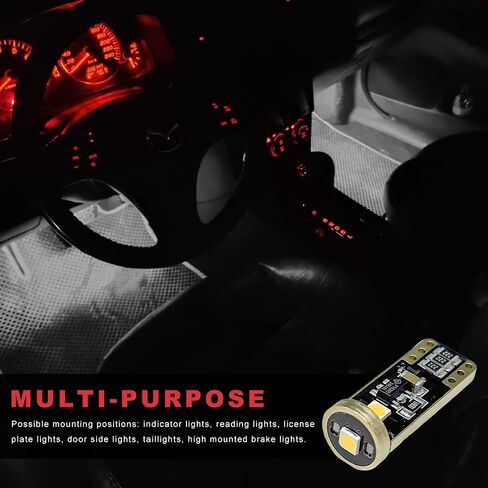 2 PCS 194 LED LED ، Super Bright T10 168 2825 W5W Dome Map Door Scidentesy LED LID PLUSTS ، LERR ERROR FREE 6000K 3030 Chips Bulb Placeming for LIDE PLATE LIGHTS (WHITE) in Kuwait