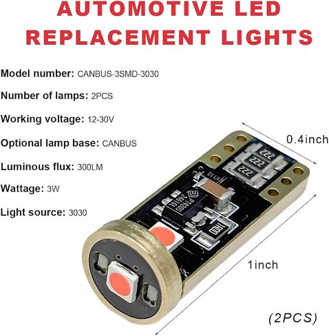 2 PCS 194 LED LED ، Super Bright T10 168 2825 W5W Dome Map Door Scidentesy LED LID PLUSTS ، LERR ERROR FREE 6000K 3030 Chips Bulb Placeming for LIDE PLATE LIGHTS (WHITE) in Kuwait