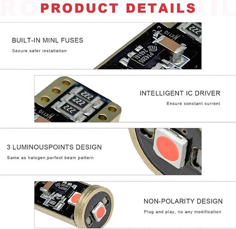 2 PCS 194 LED LED ، Super Bright T10 168 2825 W5W Dome Map Door Scidentesy LED LID PLUSTS ، LERR ERROR FREE 6000K 3030 Chips Bulb Placeming for LIDE PLATE LIGHTS (WHITE) in Kuwait