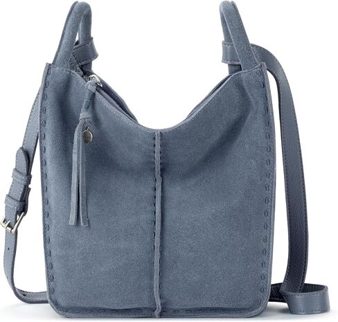 The Sak Los Feliz Crossbody in Leather, Adjustable Crossbody Strap, Dusty Blue in Kuwait