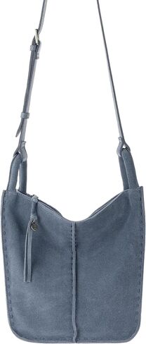 The Sak Los Feliz Crossbody in Leather, Adjustable Crossbody Strap, Dusty Blue in Kuwait