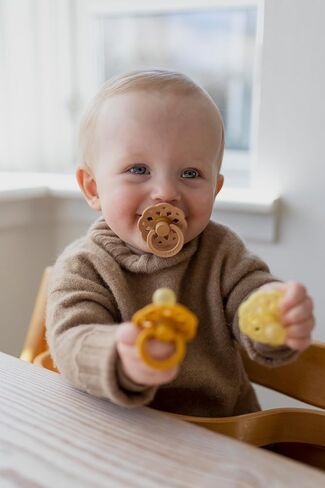 BIBS Pacifiers 0-6 Months | Boheme Collection 2-Pack | BPA-Free Round Nipple | Made in Denmark | Dusty Pink/Elderberry Color Pacifier in Saudi Arabia