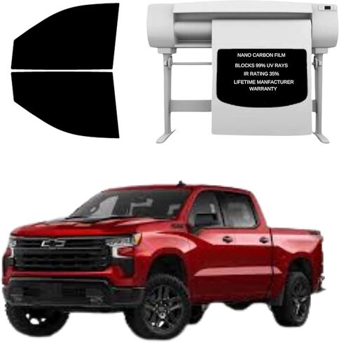 Precut Tint Kit Film Nano Carbon Film for Chevy Silverado 2019-2025 1500 Crew Cab Driver Windows Computer Computer to Silverado Windows مخصصة (20 ٪ من ظهورهم) in Kuwait