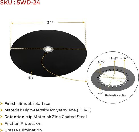 MyTee Products 4 Pack 36 "Fifth Wheel Disc Lube Plate W/Clip Clip -Steel - سميك 5 مم ، HDPE - حماية الاحتكاك لمقطورة العجلة الخامسة ، RV ، مجموعة أمان العربة in Kuwait