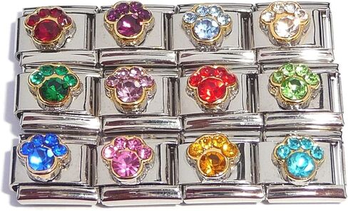 مجموعة من 12 PAW Print Italian Charms - في جميع الأشهر يناير ، فبراير ، مارس ، أبريل ، مايو ، يونيو ، يوليو ، أغسطس ، سبتمبر ، أكتوبر ، ديسمبر ، الكلب أو الكلب in Kuwait