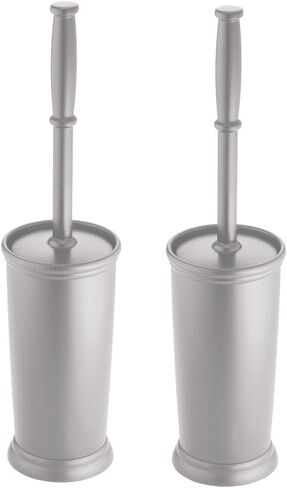 mDesign Toilet Bowl Brush and Holder - Covered Bathroom Toilet Brush - Standing Toilet Bowl Scrubber in Modern Holder - Compact, Deep Cleaning Brush for Toilet - 2 Pack, Hyde Collection, Charcoal Gray in Saudi Arabia