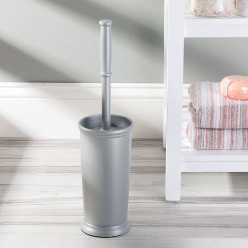 mDesign Toilet Bowl Brush and Holder - Covered Bathroom Toilet Brush - Standing Toilet Bowl Scrubber in Modern Holder - Compact, Deep Cleaning Brush for Toilet - 2 Pack, Hyde Collection, Charcoal Gray in Saudi Arabia