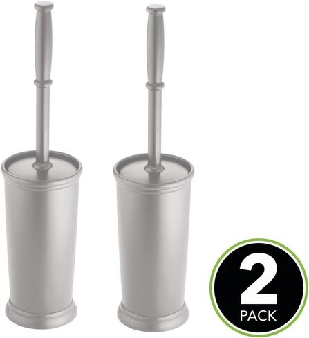 mDesign Toilet Bowl Brush and Holder - Covered Bathroom Toilet Brush - Standing Toilet Bowl Scrubber in Modern Holder - Compact, Deep Cleaning Brush for Toilet - 2 Pack, Hyde Collection, Charcoal Gray in Saudi Arabia