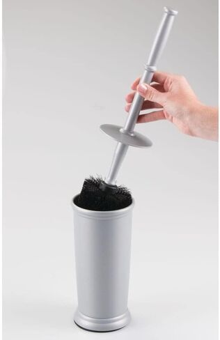 mDesign Toilet Bowl Brush and Holder - Covered Bathroom Toilet Brush - Standing Toilet Bowl Scrubber in Modern Holder - Compact, Deep Cleaning Brush for Toilet - 2 Pack, Hyde Collection, Charcoal Gray in Saudi Arabia